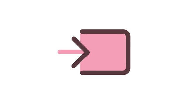 Stylized pink enter icon with arrow and rounded rectangle