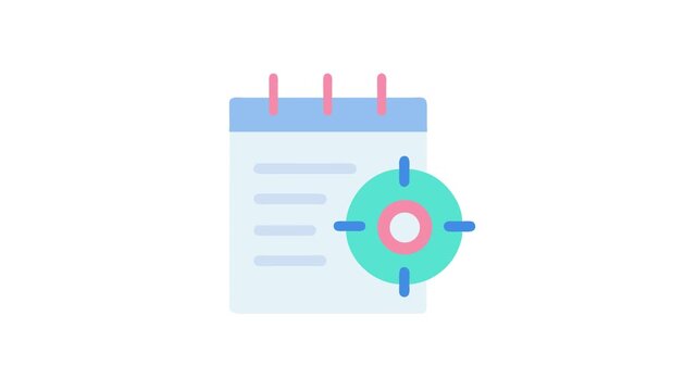 Calendar and target flat Animation icon for business goal