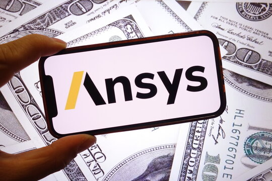 Konskie, Poland - September 28, 2025: Ansys company logo displayed on mobile phone