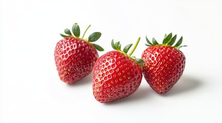 Fresh red strawberries on white background