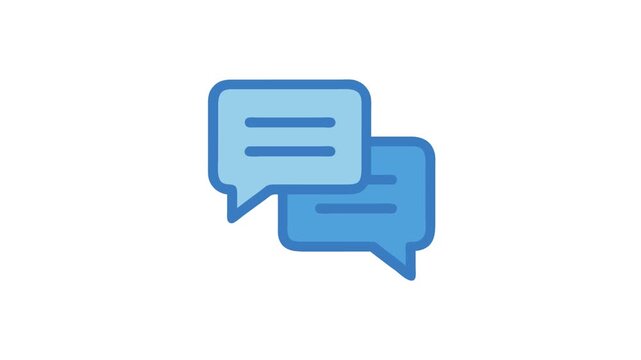Two blue speech bubbles icon for chat messaging system