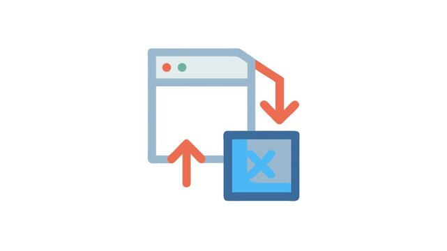 Data transfer illustrated by flat design browser and X