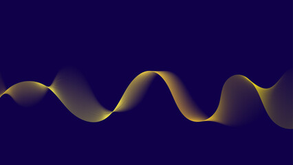 A single sinuous wave of yellow and orange on a vibrant, dark blue backdrop.