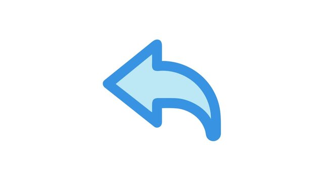Blue return arrow graphic icon pointing to the left