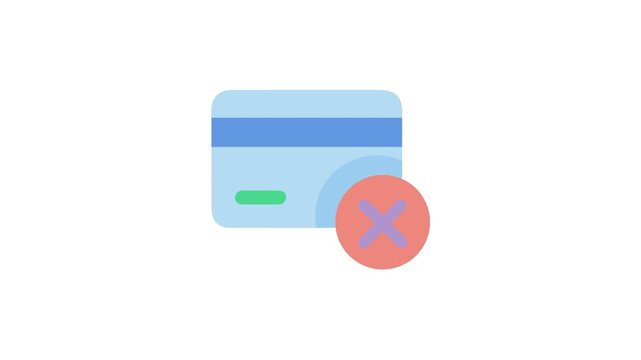 Declined credit card Animation icon with cross mark illustration