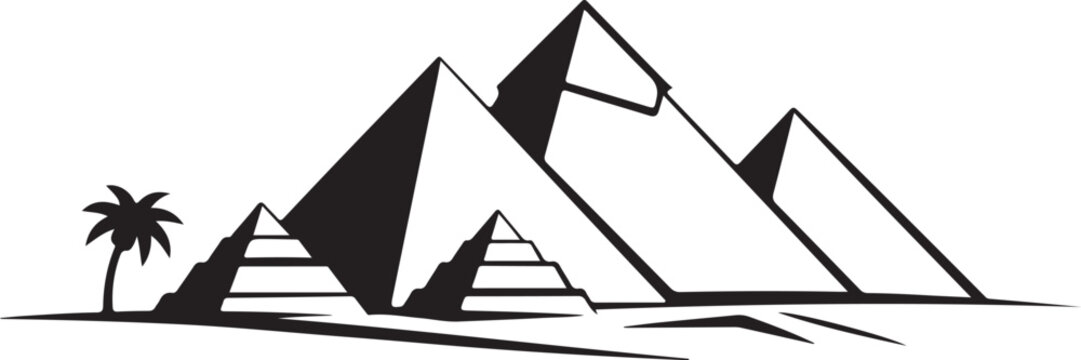 Pyramids of Giza Silhouette Vector