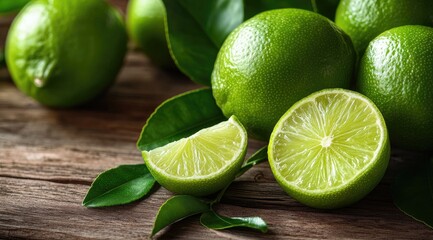 Fresh limes on a wooden surface (4)