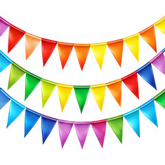 Fototapeta premium Rainbow Party Banner — Colorful Pennant Garland on Transparent Background.