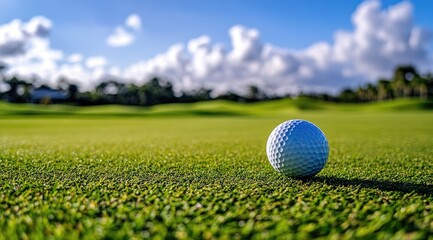 Golf ball on a manicured green