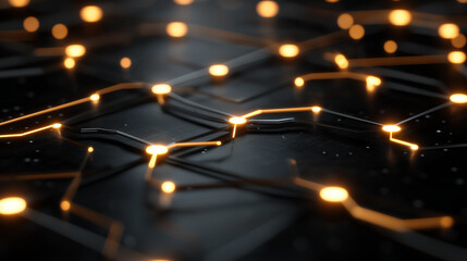 Technological Web: An intricate network of glowing nodes and connected lines, embodying the complex interconnectivity and digital pathways of the modern age.