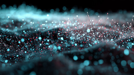 Ethereal Data Stream: An abstract visualization of digital data flowing through the cosmos, with shimmering particles and a deep color palette.