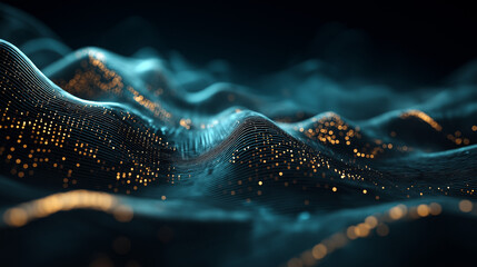 Abstract Digital Landscape: An evocative digital landscape of swirling, glowing lights suggesting a futuristic, data-driven world, where information flows and transforms in a mesmerizing display.