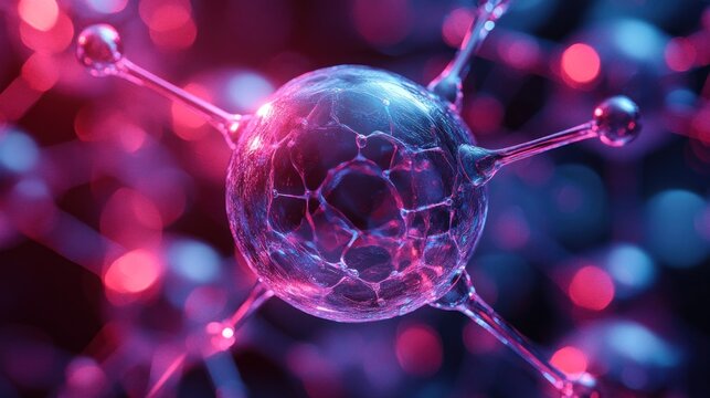 Abstract molecule, vibrant colors, scientific - Powered by Adobe