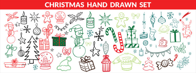 Christmas hand drawn set vacktor design 