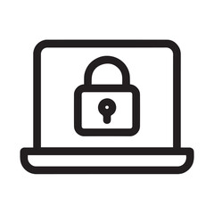 Online Security Lock Icon, Solid Line Data Safety and Web Protection Symbol.
