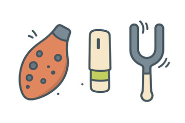 Ocarina, pitch pipe, and tuning fork set for musical instrument tuning and sound frequency measurement