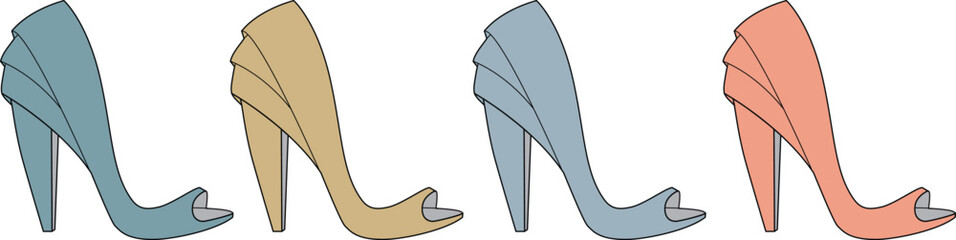 Stylish high heel shoe set in pastel colors perfect for fashion designs and branding projects