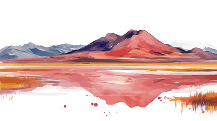 Obraz premium Laguna Colorada - Red Lagoon. Laguna Colorada - Red Lagoon hand drawn watercolor illustration