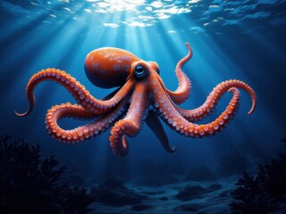 photography of a octopus in the sea. Generative AI