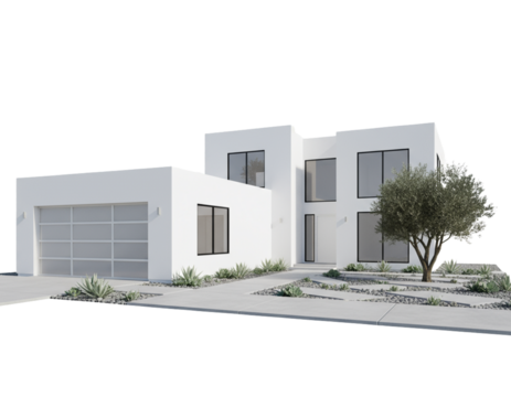 Modern Home Elegance: A minimalist, contemporary house showcases clean lines, expansive windows, and sophisticated design.  It exemplifies modern architectural beauty. 