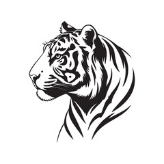Majestic Tiger Head Profile Vector Illustration