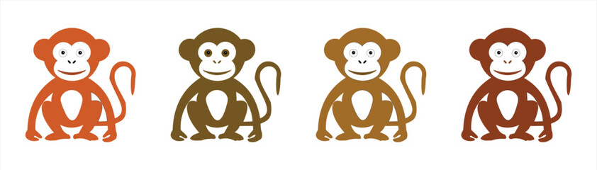Fototapeta premium Set of cartoon monkey baby vector illustration 