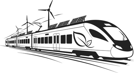 High-Speed Train with Solar Panels and Wind Turbines, with, design, environment, logistics, concept, transport, sustainable, sustainability, energy, travel, futuristic, innovation, solar, panel, journ
