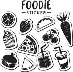 Minimal Black and White Foodie Sticker Set