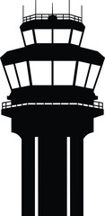 Silhouette of an airport control tower airport, control tower, air traffic control, management, tower, design, sky, logistics, security, aerial, operations, safety, travel, radar, scene, communication