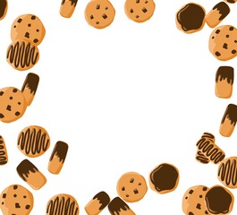 cookie biscuit seamless pattern  background cute breakfast cartoon style illustration