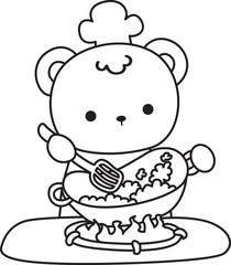 Coloring pages of Illustration of cute bear winter icon. Outline of bear winter 