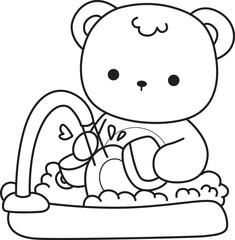 Coloring pages of Illustration of cute bear winter icon. Outline of bear winter 