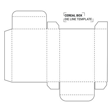 Cereal packaging box die line template