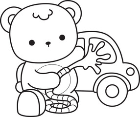 Coloring pages of Illustration of cute bear winter icon. Outline of bear winter 