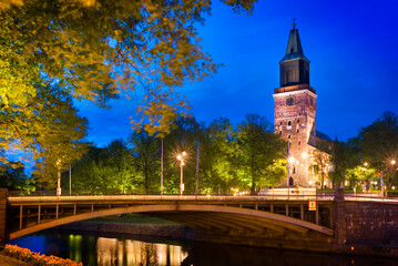 Night view of Turku Cathedral, Finland