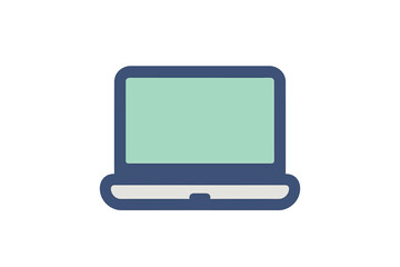 Modern stylized open notebook computer device with blank screen for digital projects