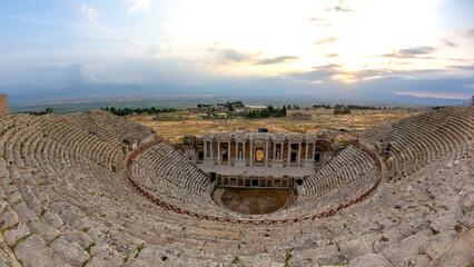 Historic Roman Theater in Turkey offers breathtaking sunset views over ancient ruins