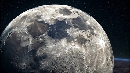 High Resolution Moon Surface Craters and Lunar Landscape Photography