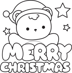 Coloring pages of Illustration of cute bear winter icon. Outline of bear winter 