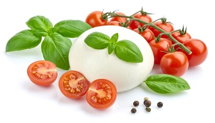 Fresh mozzarella, cherry tomatoes, and basil