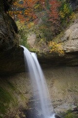 scheidegg waterfalls (allg&auml;u, bavaria, germany) in bulb exposure in autumn