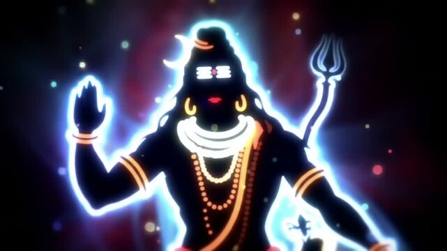 Glowing Shiva Silhouette with Trident.