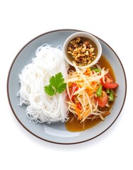 Fresh papaya salad with rice noodles