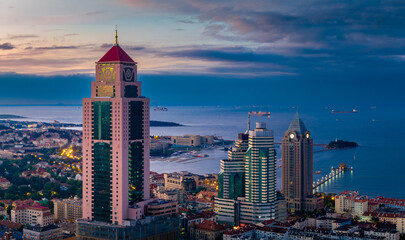 Urban scenery of Zhongshan Road business district in Qingdao, China