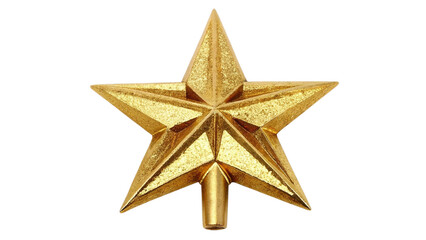 Fototapeta premium Golden star christmas tree topper isolated on transparent background