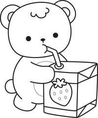 Coloring pages of Illustration of cute bear winter icon. Outline of bear winter 