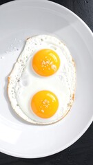 Fried eggs on a white plate