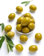 Fresh green olives in a bowl