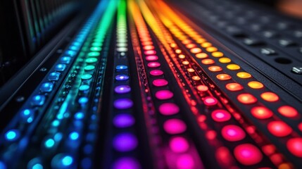 Colorful LED strips, close-up