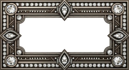 Ornate art deco frame with simulated diamonds for sophisticated designs and artwork display